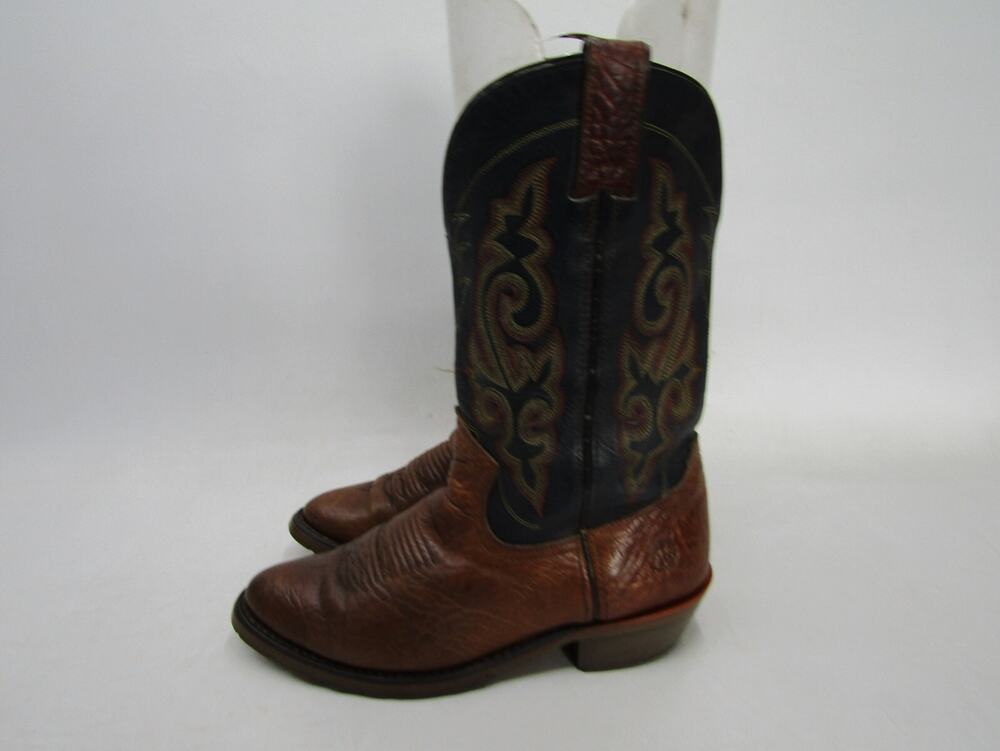 Double H West Gel Ice Mens Size 7 D Brown Black Leather Cowboy Western Boots